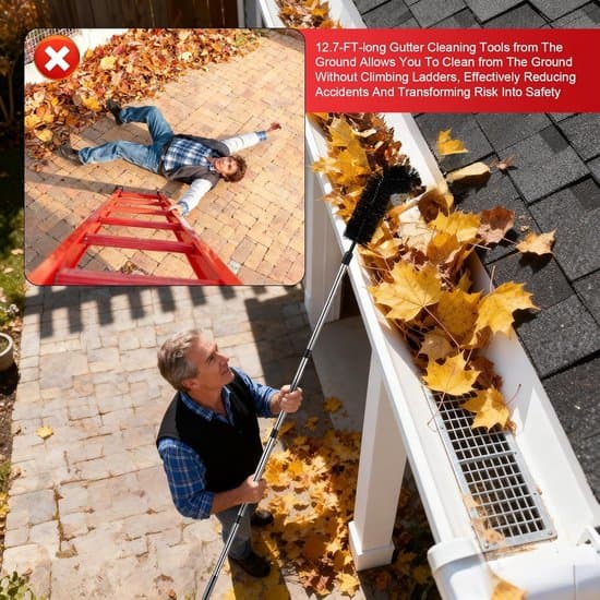 Gutter Cleaner from the Ground - 4.3 Meter Adjustable Gutter Brush - No Ladder Required - Removes Leaves and Branches - 1 pc