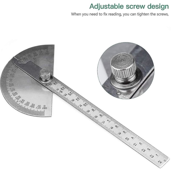Rustfrit Stål Vinkelmåler 0-180 Måling Goniometer Vinkelmåler Arm Måler Lineal Værktøj Ingeniør Vinkelmåler Med 140mm Lineal Universal Vinkel
