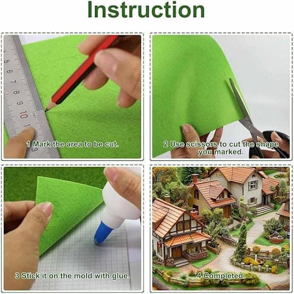 Artificial Grass for Model Building 0.5x0.5m – Decorative Grass for Trains, Diorama, Hobby & DIY
