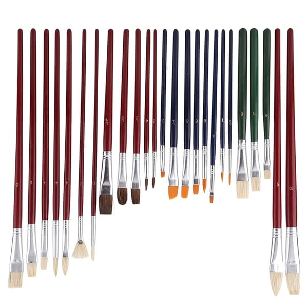 25 st/set Borst Nylon Hår Hästhår Målarpenslar för Akryl Akvarellmålning