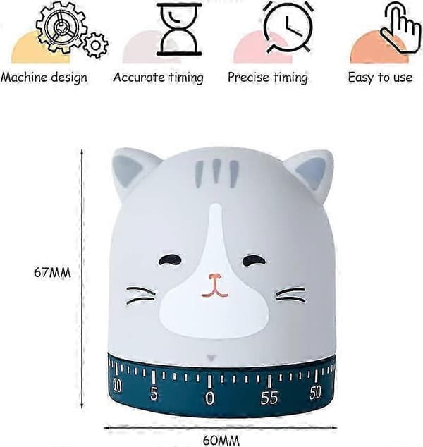 Funny Animal Kitchen Timer - Egg Timer with Acoustic Signal (Cat)