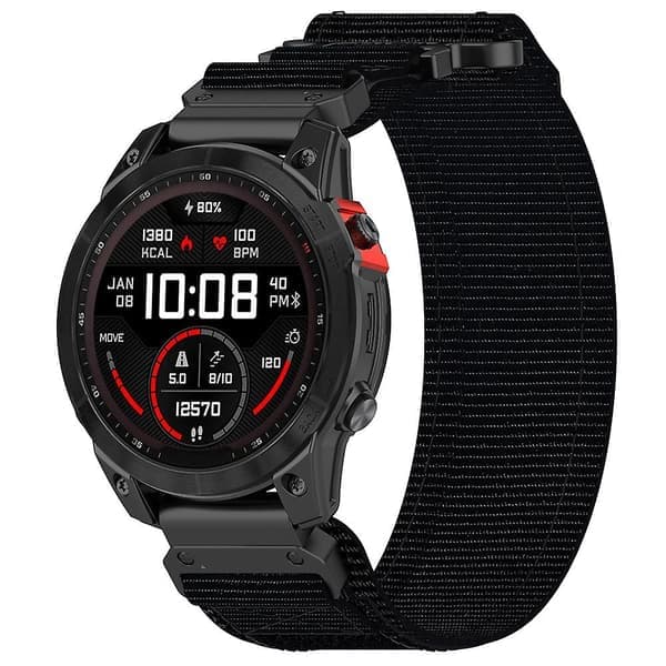 Nylonhihna tarranauhalla Garmin Fenix 7X/7X Pro/Instinct 2X/QuickFit 26mm - Harmaa Harmaa Garmin Fenix 7X Harmaa Harmaa Grey
