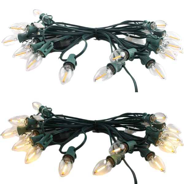 10M Foldable Flickering Flame String Lights, Vintage Flame String Lights, with 15 E12 Flame Bulbs, 1W