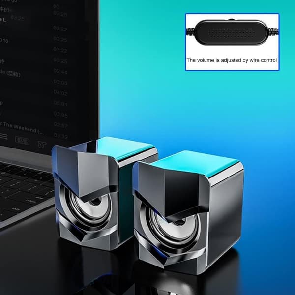PC-højttalere, USB-computerhøjttalere 2.0 stereo gaminghøjttalere med cool LED-lys til PC Computer Skrivebord Notebook Smartphone