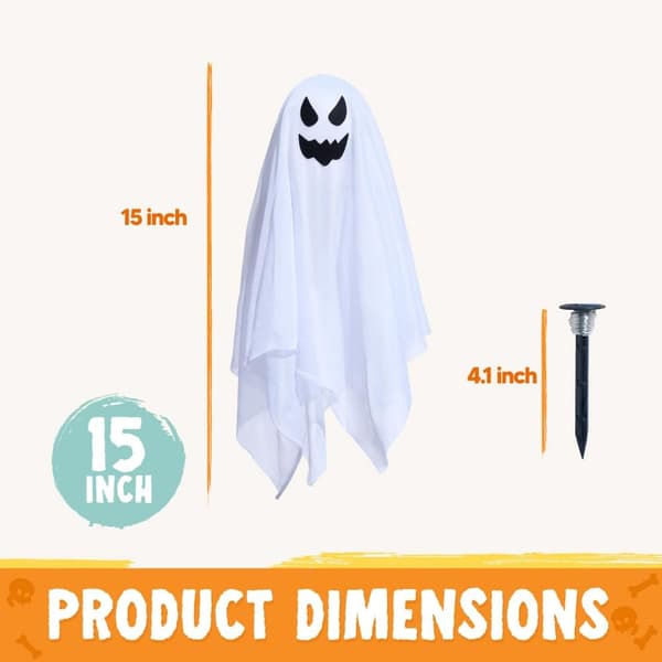 Halloween Outdoor Decorations, White Ghost Garden Decorations with Light-up Design (3-pack), Halloween Yard Decorations