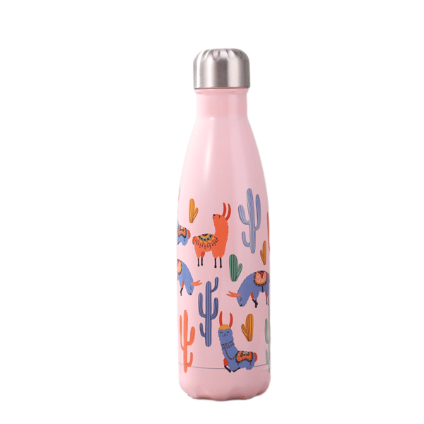 304 Fargerik Rustfri Coca-Cola Flaske Isolert Kopp 500ML-Rosa Hjort+Kaktus