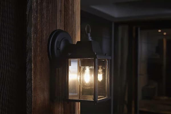 LED wall and ceiling light, outdoor luminaire, E27 socket, Classic Lantern SQ, Black [Energy class A++]