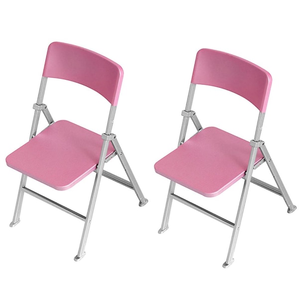 2 stk Foldbare Ministoler Dukker Foldbar Stol Minihus Foldbar Stol Miniatyr Møbler Rosa 2 stk 15X Pink 2pcs 15X9.4CM