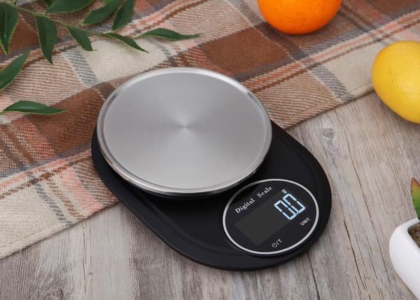 Digital køkkenvægt 2 kg/0,1 g Rustfrit stål Sort/sølv