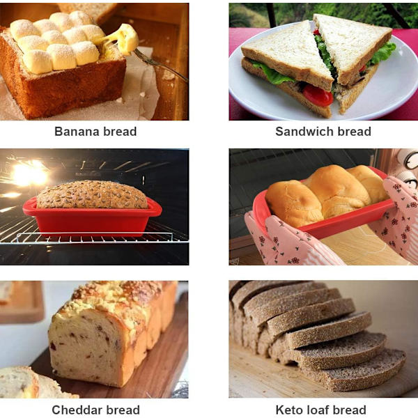 Dyb Rektangulær Non-Stick Brødform Silikonebageform