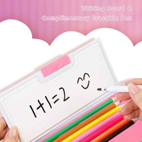 Multifunctional Pop Up Pencil Case Cute Cartoon Organizer Box with Lock Pencil Sharpener Schedule for Girls Boys