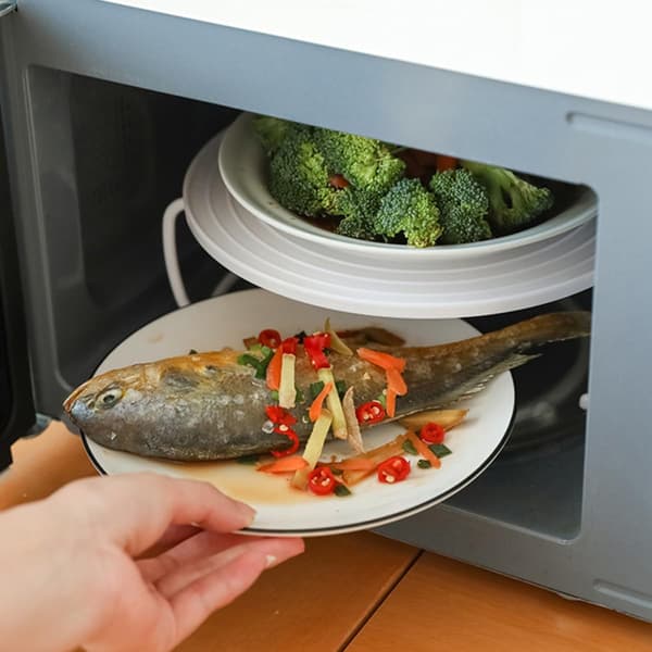 Plate Stacker Foldable Steaming Rack Round Edges 12.6x12.6x3.9 inches