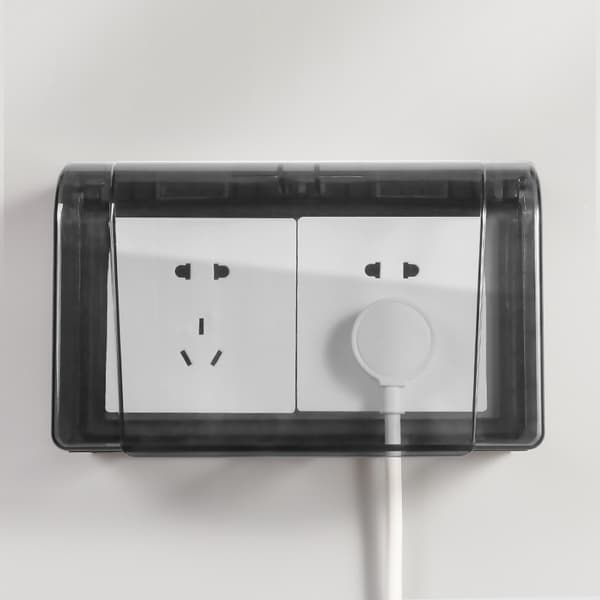 86 Waterproof Wall Mounted 2-Way Switch Dustproof Outdoor Wall Mounted Socket Protector, Black Transparent (Double)