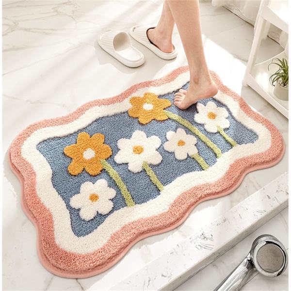 Badmatta Badrumsmattor 24\" x 16\" - Söta Små Blommor Badmattor Fluffig Badmatta Halksäker Vattenabsorberande Liten Badrumsmatta Dekoration