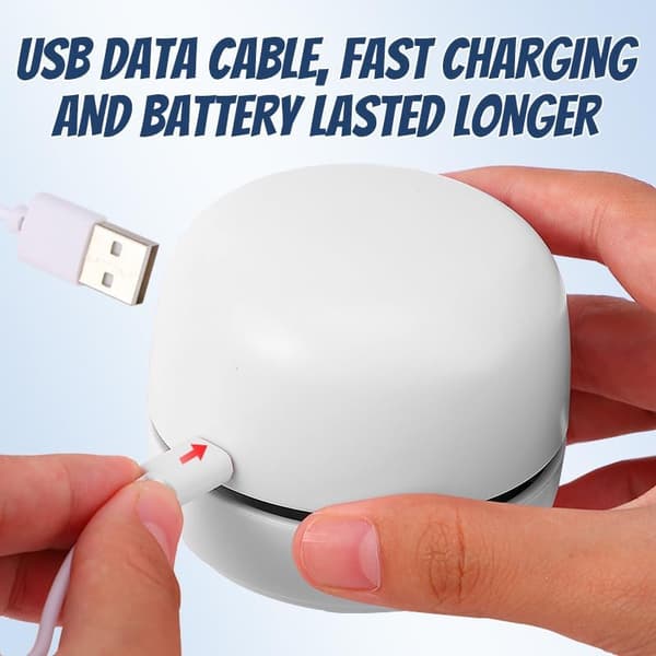 USB-laddande minidammsugare för skrivbord, damm, smulor, datortangentbord och bilar (Vit)