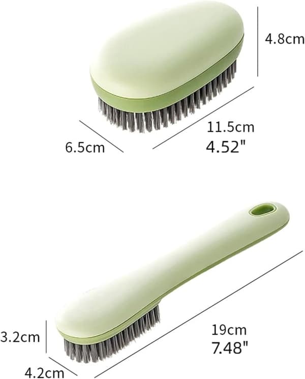 2-piece shoe brush and clothes brush set for home use. Soft bristles, does not damage fabric, multifunctional cleaning tool white