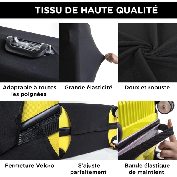 Resväska Skyddande Överdrag - Elastisk Chiffon Bagageöverdrag för 22-24 Tums Resväska (Svart)