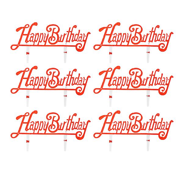 100st Födelsedagstårta Dessertdekor Printed tårtpluggkort Delikat Cake Topper För Brithday (rosa)R Red 9*5*0.1cm