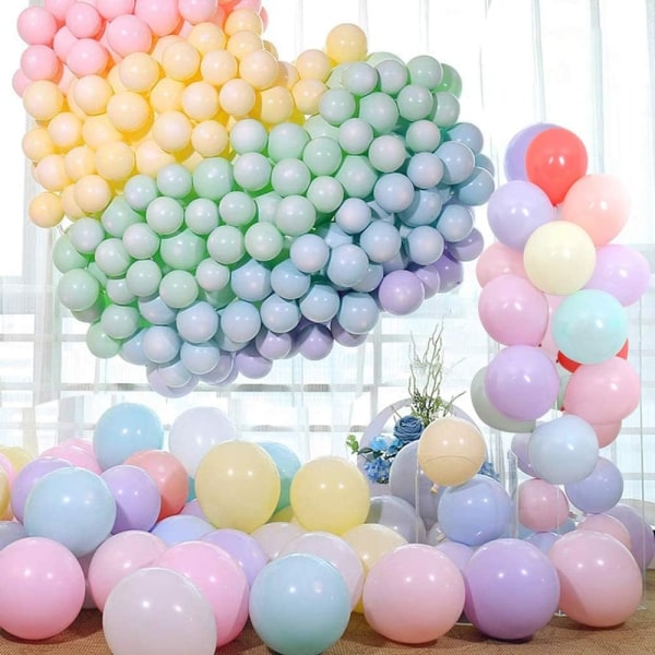 Fargerike lateks festballonger. 100 pakke 10 tommer Macaron assorterte regnbueballonger til bursdagspynt til babyshowerfest