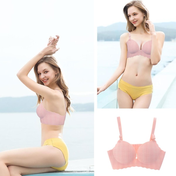 Sømløs Bralette Polstret Bralette Sporløs BH Sømløs Trådløs BH Rund BH Polstret Dame Bralette Pink 36 80AB