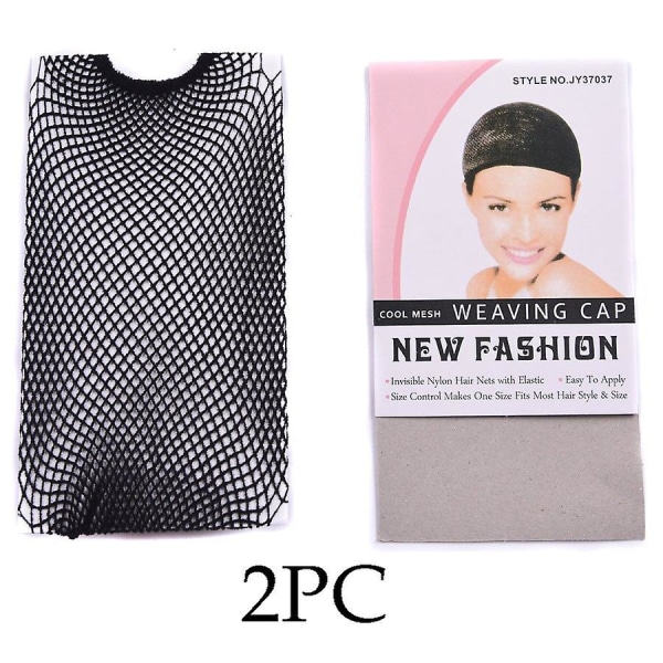 2 stk. Paryk Strækbar Elastisk Hårnet Snood Paryk Hætte Cool Mesh Cosplay Sort Farve Fiskenet