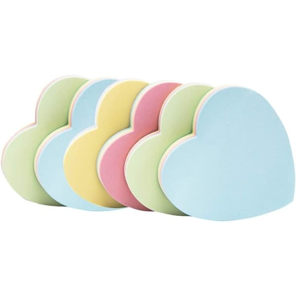 Hjerteformede sticky notes - Selvklæbende Post-it-notes Søde Blandede 4 farver til kontor/hjem Stor pakke 600 ark i alt
