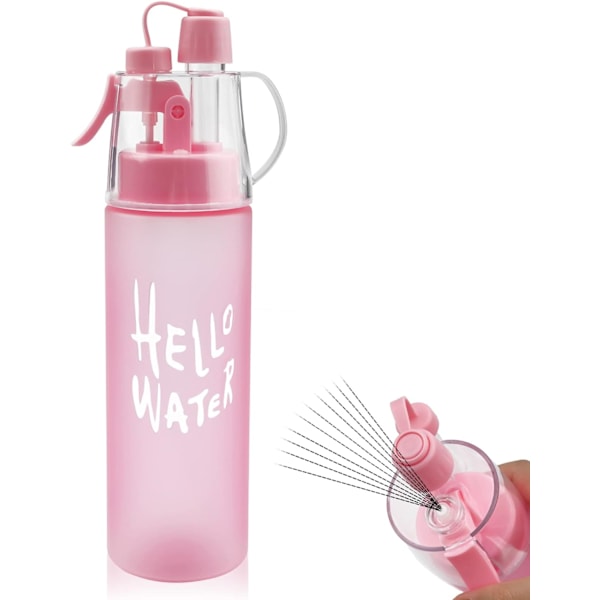 Vattensprayflaska, dimmande vattenflaska, sportvattenflaska för utomhusbruk, hydrering, 580 ml drickflaska med flip-sugrör, för fuktgivande kylning Frosted Powder