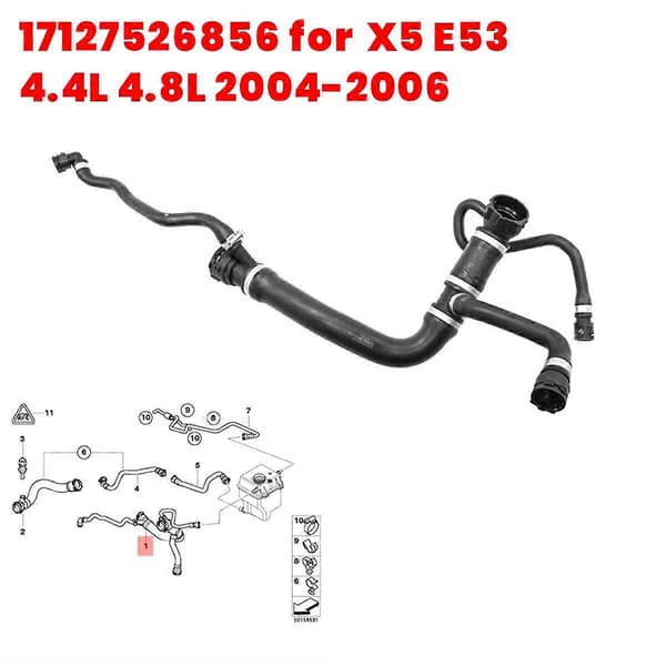 Upper Radiator Hose for Engine 17127526856 for X5 E53 4.4L 4.8L 2004-2006 Car Cooling Water Pipe