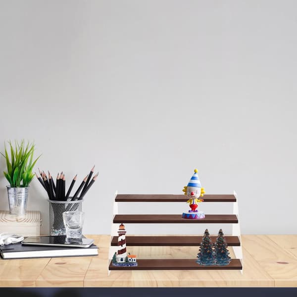 Displayhylde Riser Organizer Akryl Træ 4 Niveauer Stabil Praktisk Enkel Elegant Figurer Opbevaring