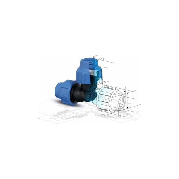 Compression Fitting for 32mm x 25mm MDPE/PP Pipe - Connection for 32mm x 25mm Compression Fitting PE Water Pipe - PN16 Plumbing Fittings for PE80