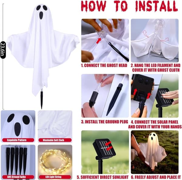 Halloween Ghost Solar Lamp 5-pack for Garden, Pathway and Outdoor Lighting