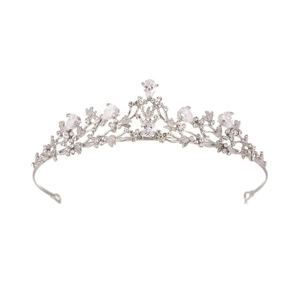 Pärlbröllopsdiadem Hårband Silver Kristall Brudstycke H