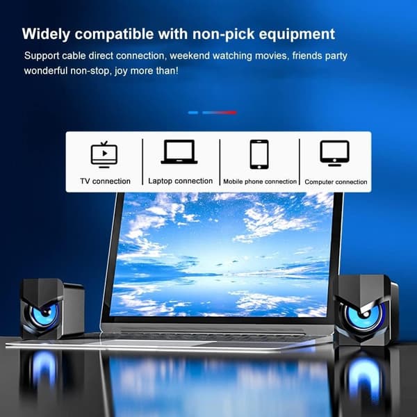 PC-högtalare, USB-datorhögtalare 2.0 Stereo Gaming-högtalare med cool LED-belysning för PC-dator, skrivbord, notebook, smartphone