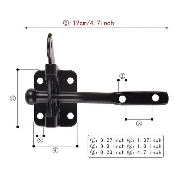 Self-locking gate latch for wooden fences, heavy duty, steel spring cable pull, gate hardware Ga