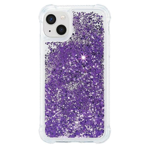 For iPhone 15 Kvikksand Glitter Paljetter Deksel TPU Støtsikkert Bakside - Lilla