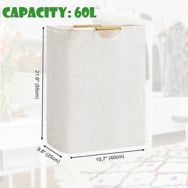 60L Large Laundry Basket Foldable Laundry Bag Freestanding Tall Clothes Hamper Collapsible Storage Bin for Laundry