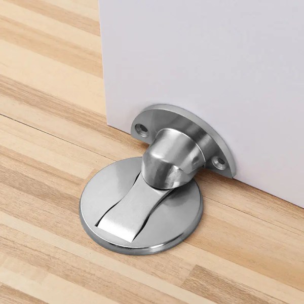 Magnetisk dørstop, magnetisk gulvlås, usynlig holder med klæbende usynlig gulvdørstop til hjem, kontor, indvendig dørstop (sølv)