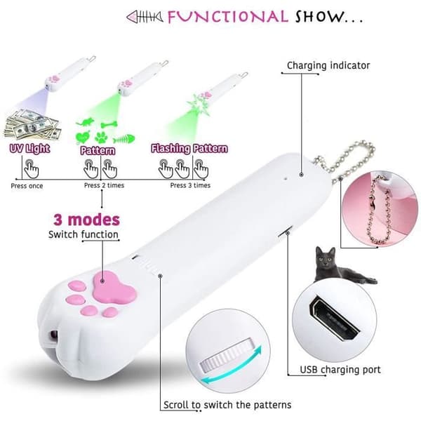 Interaktiv leke - ZGEER - Potemodell - Laserprojeksjon - USB-lading - For mellomstore katter