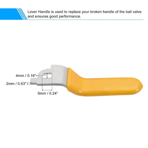 Lite spakhåndtak 2 tommer lengde jern forkrommet erstatning kvart omdreining med plastgrep gul for kuleventil size_name 76mm