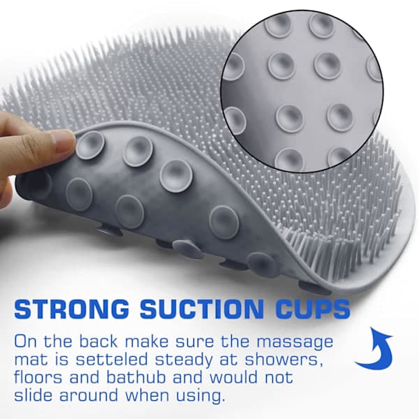 2-PACK Back Scrubber Shower Mat with Suction Cups, Exfoliating Foot Brush, Non-Slip Bath Mat Wall Mounted