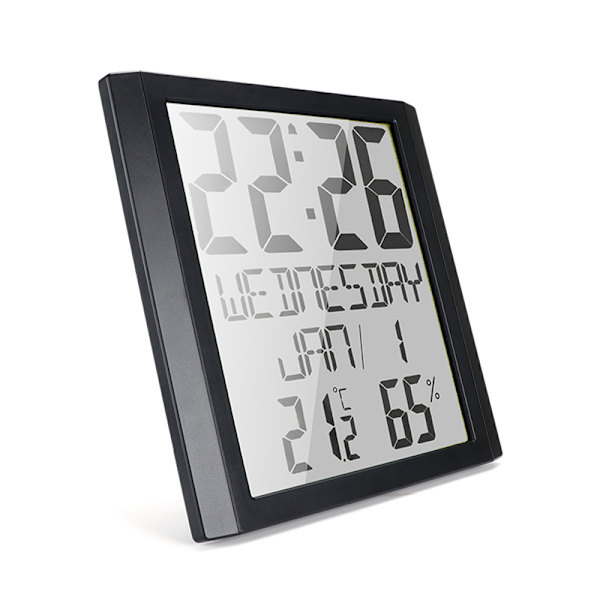 Large Digital Wall Clock with Date and Temperature