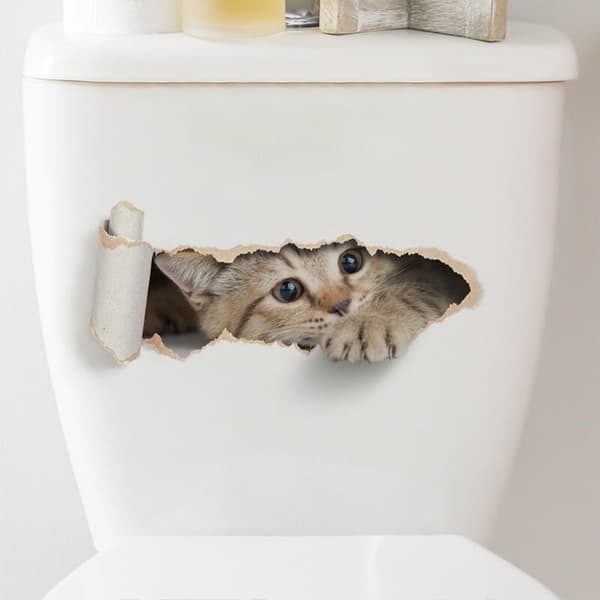 Katttoalettdekal tecknat hål