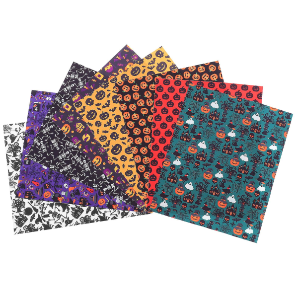 8 Pcs Quilted Fabric Diy Quilt Fabrics Halloween Patchwork Cloth Fat Quarters Precut Squares Quilting0.1X40X50CM