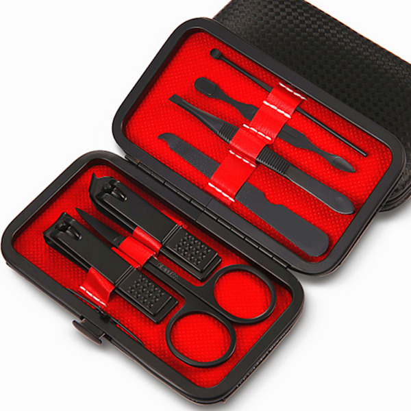Manikyrset Nagelklippare Kit Mäns Grooming Kit 7 I 1 Professionell Personlig Nagelsvårdssats med Lyxig Reseväska G