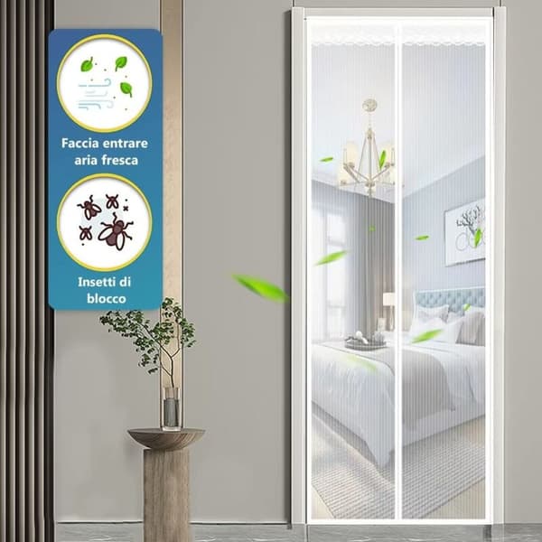 White Magnetic Mosquito Net, Net Curtain, Door with Self-Closing Function for Balcony, Easy Installation, 70x210 CM