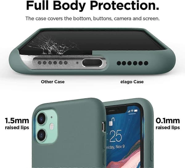Silicone Case Compatible with iPhone 11 Case (Midnight Green) - Raised Edge (Screen & Camera Protection), 3-Layer Structure, Full Protection