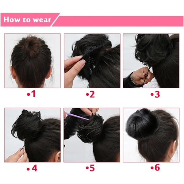 Peruk för kvinnor Syntetiskt hår Chignon Rak Donut Chignon Hårfäste Syntetisk spets Falsk Balett Chignon för kvinnor flickor damer Kvinnlig syntetisk peruk