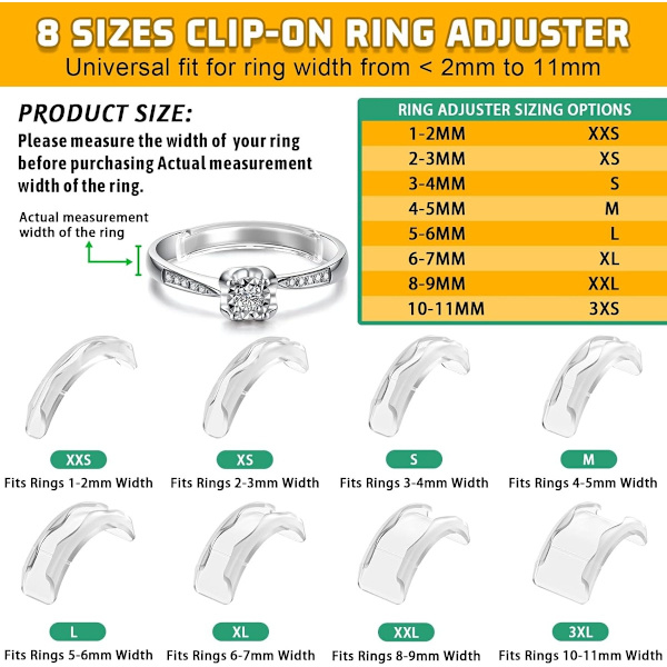 Invisible Silicone Ring Adjuster Set 6-pack, PC Ring Sizer Reducer for Loose Rings, Easy DIY Customization