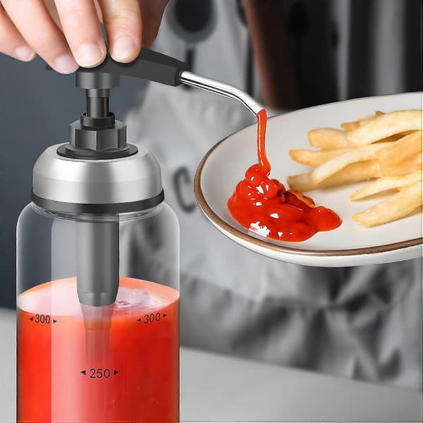 Saucepumpedispenser med glasflaske lækagesikker køkkenkrydderidispenser til ketchup sennep ma