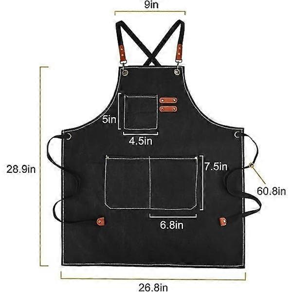 Canvas Aprons for Men with Pockets, Adjustable Strap and Large Pockets, Kitchen Apron for Cooking, Baking and Chefs